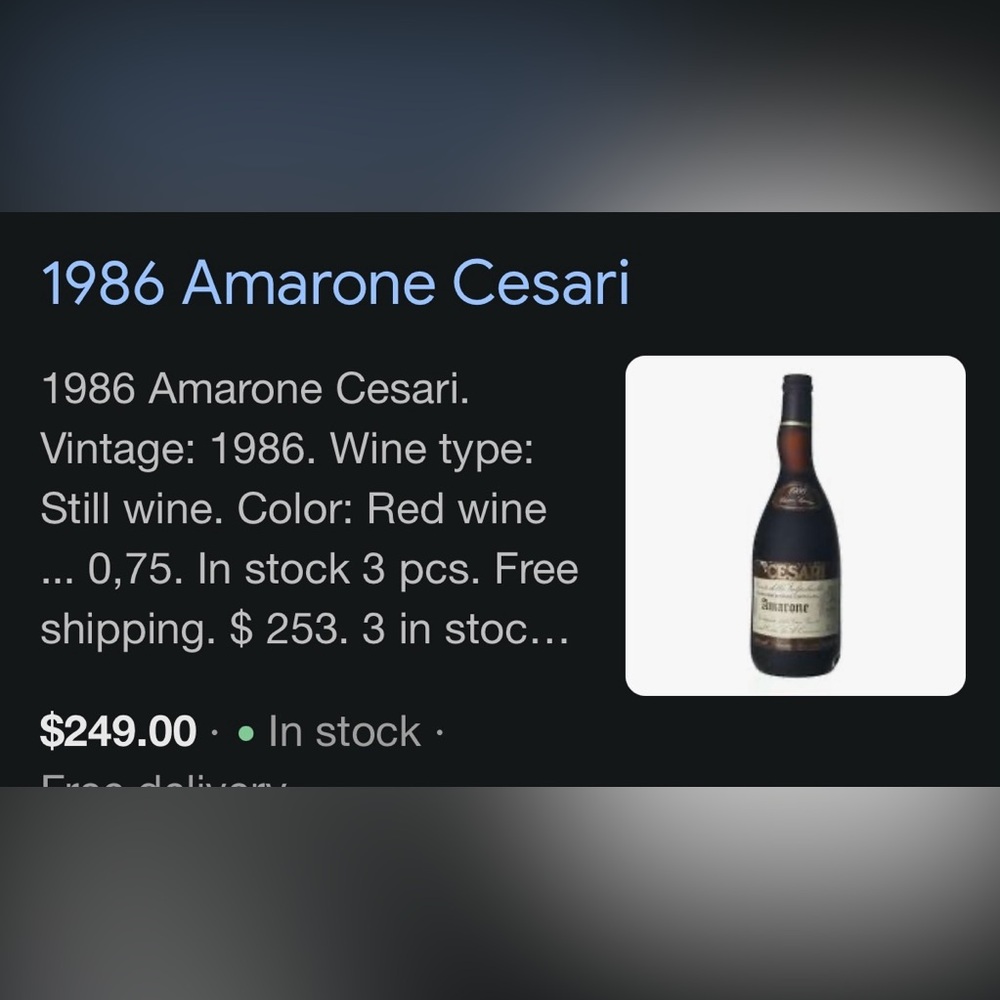 1986 Amarone Red Wine